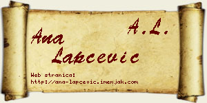 Ana Lapčević vizit kartica